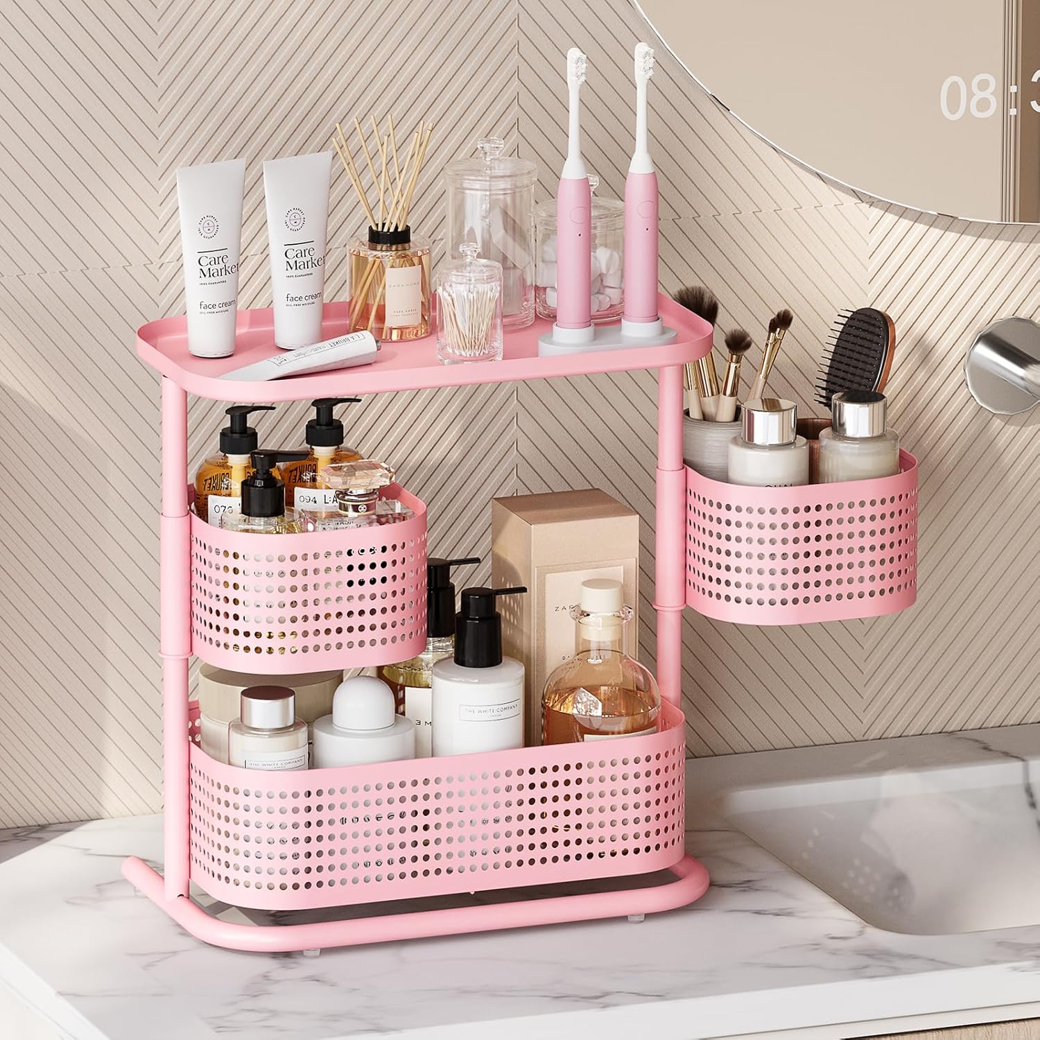 KINGRACK 3 Tier Rotating Bathroom Organizer with Non-Slip Feet