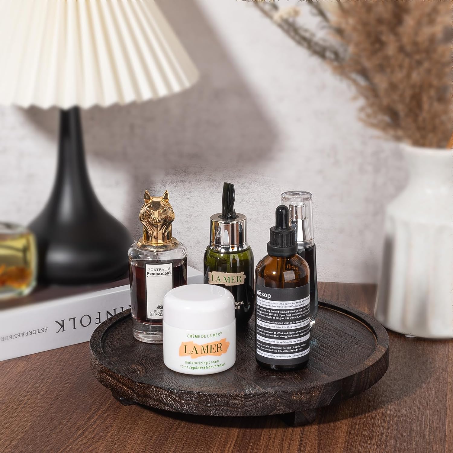 Rustic 10 Wooden Bathroom Counter Organizer Water-Resistant Organizer Tray