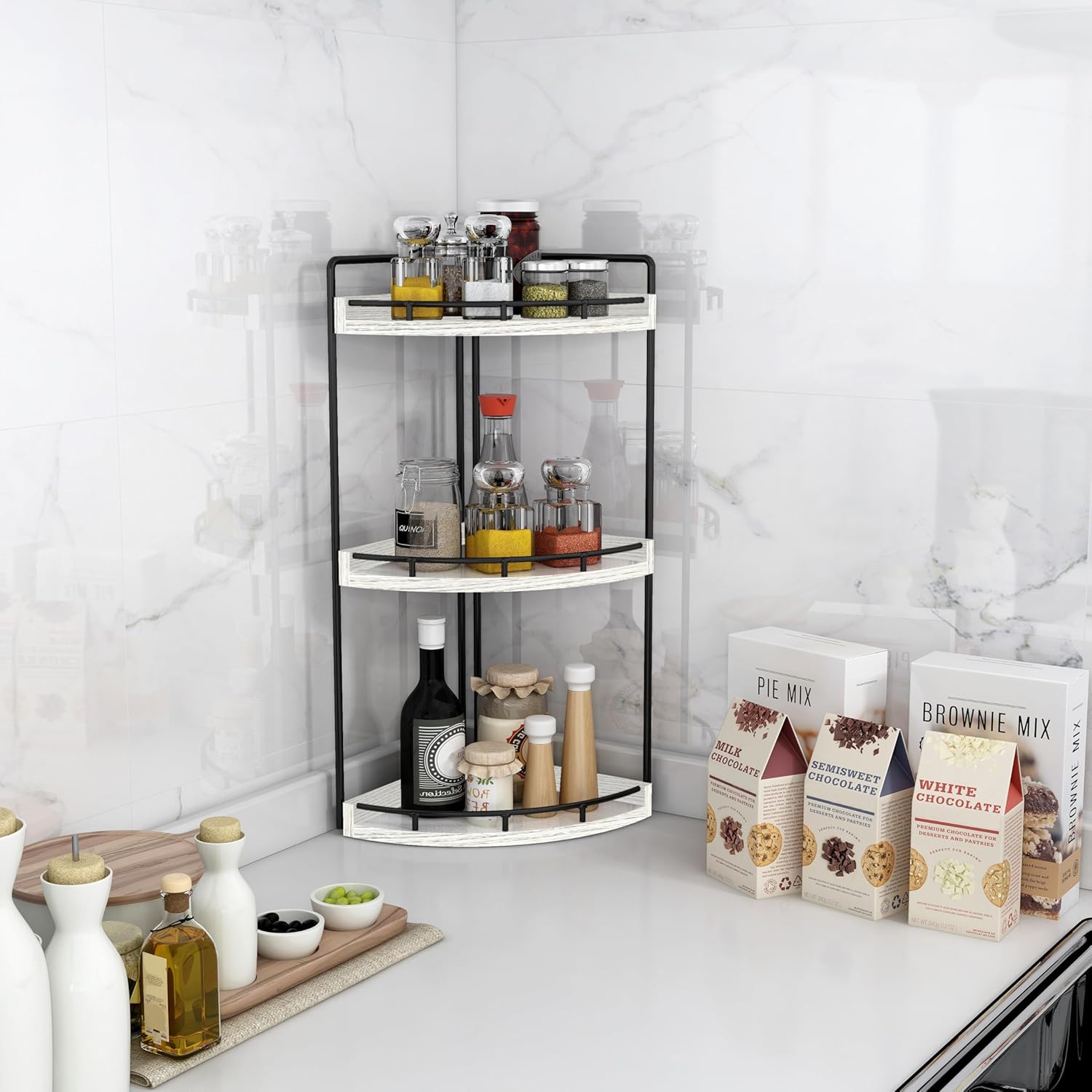 Dorhors 3-Tier Corner Bathroom Organizer Versatile Storage Solution for Your Bathroom Kitchen or Dresser