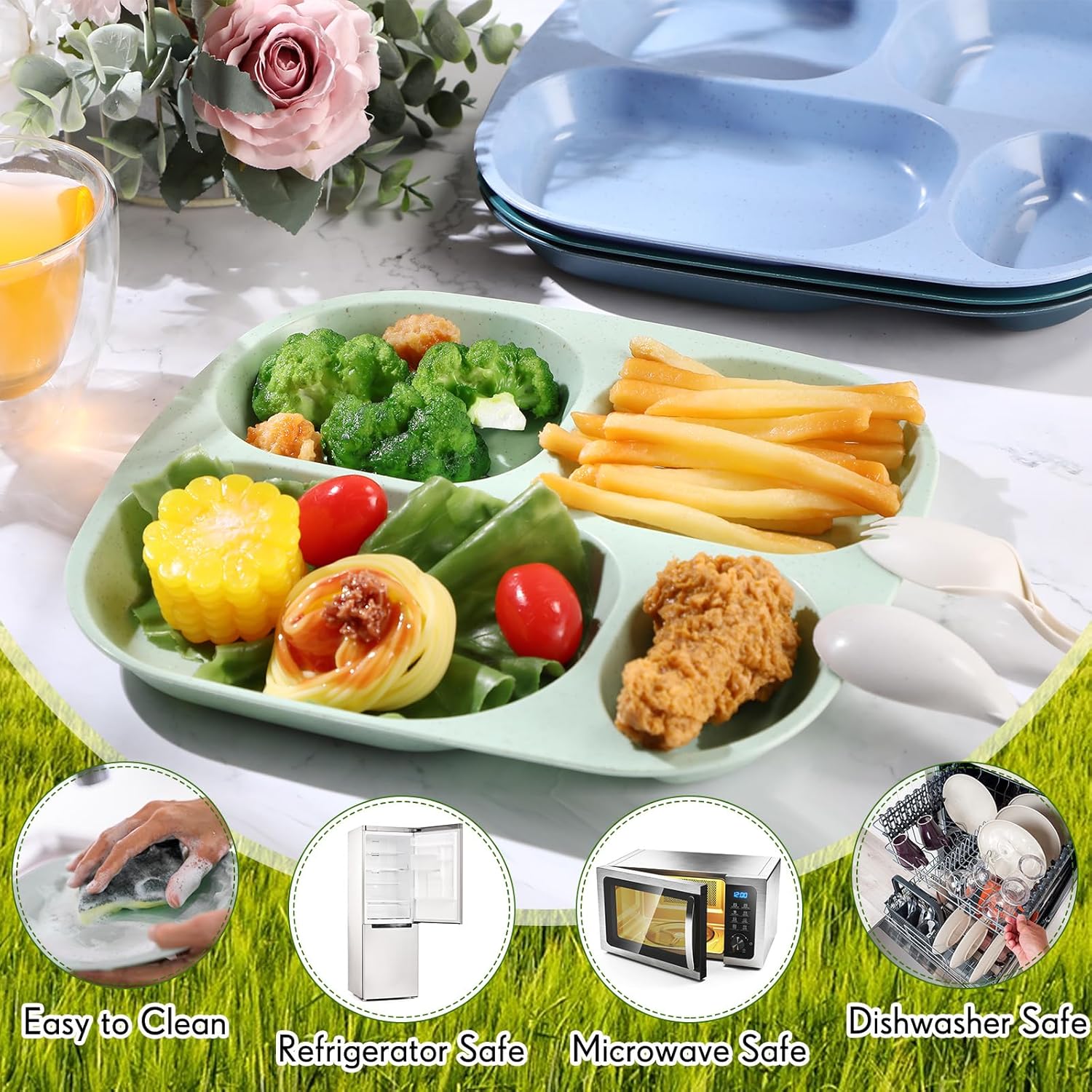 Vesici Reusable 8-Piece Divided Plates