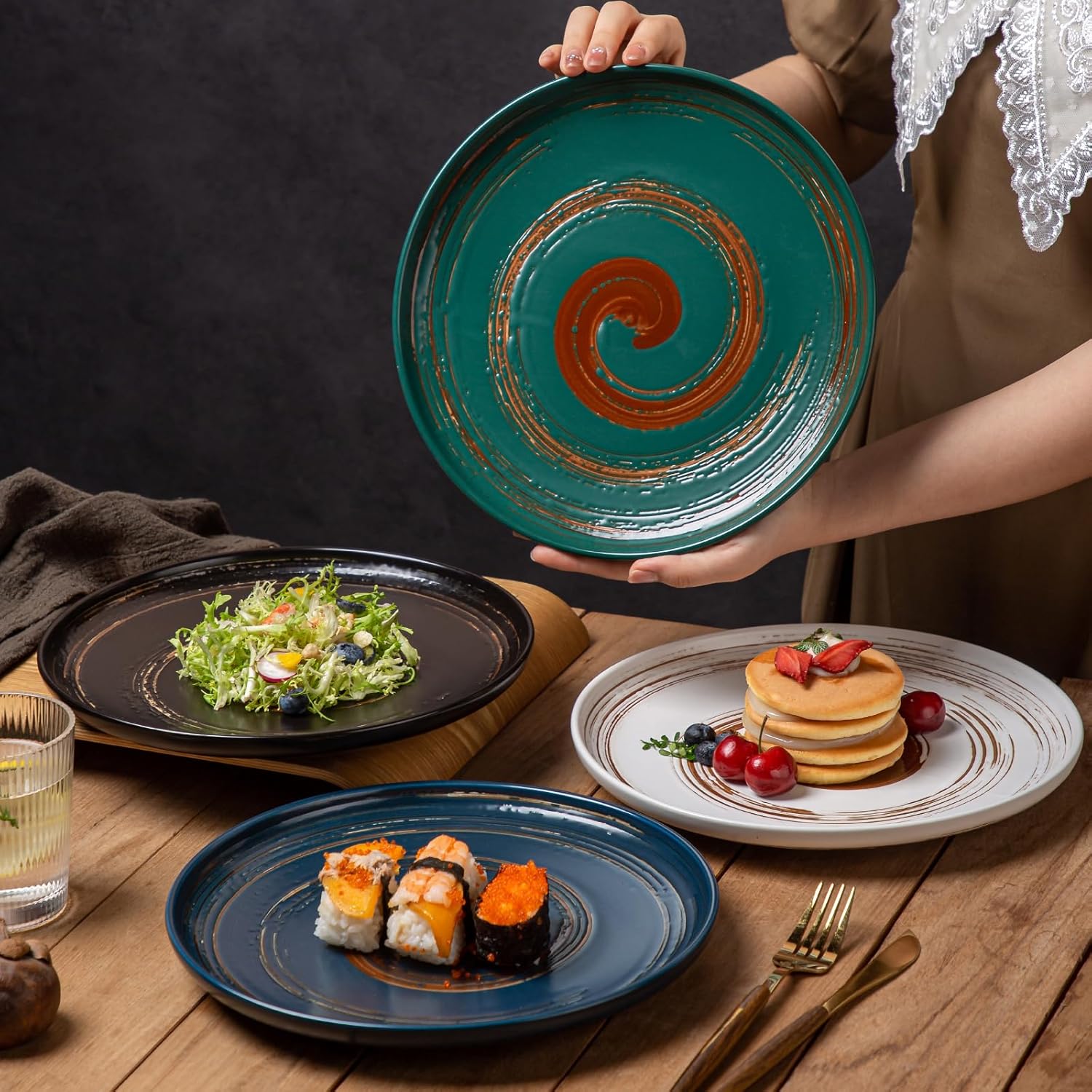 Colorful 101-inch Dinner Plates Set of 4 Classic Design
