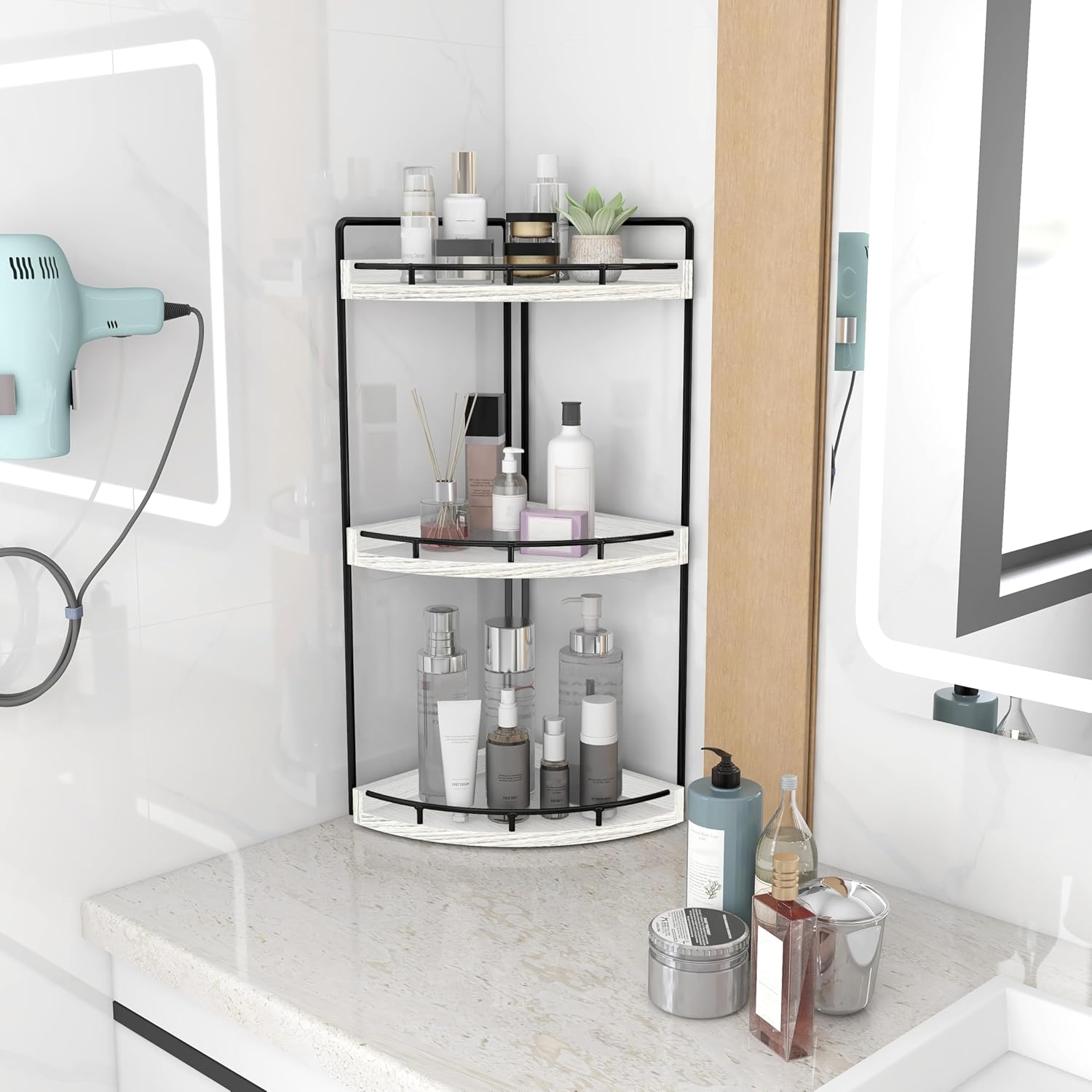 Dorhors 3-Tier Corner Bathroom Organizer Versatile Storage Solution for Your Bathroom Kitchen or Dresser