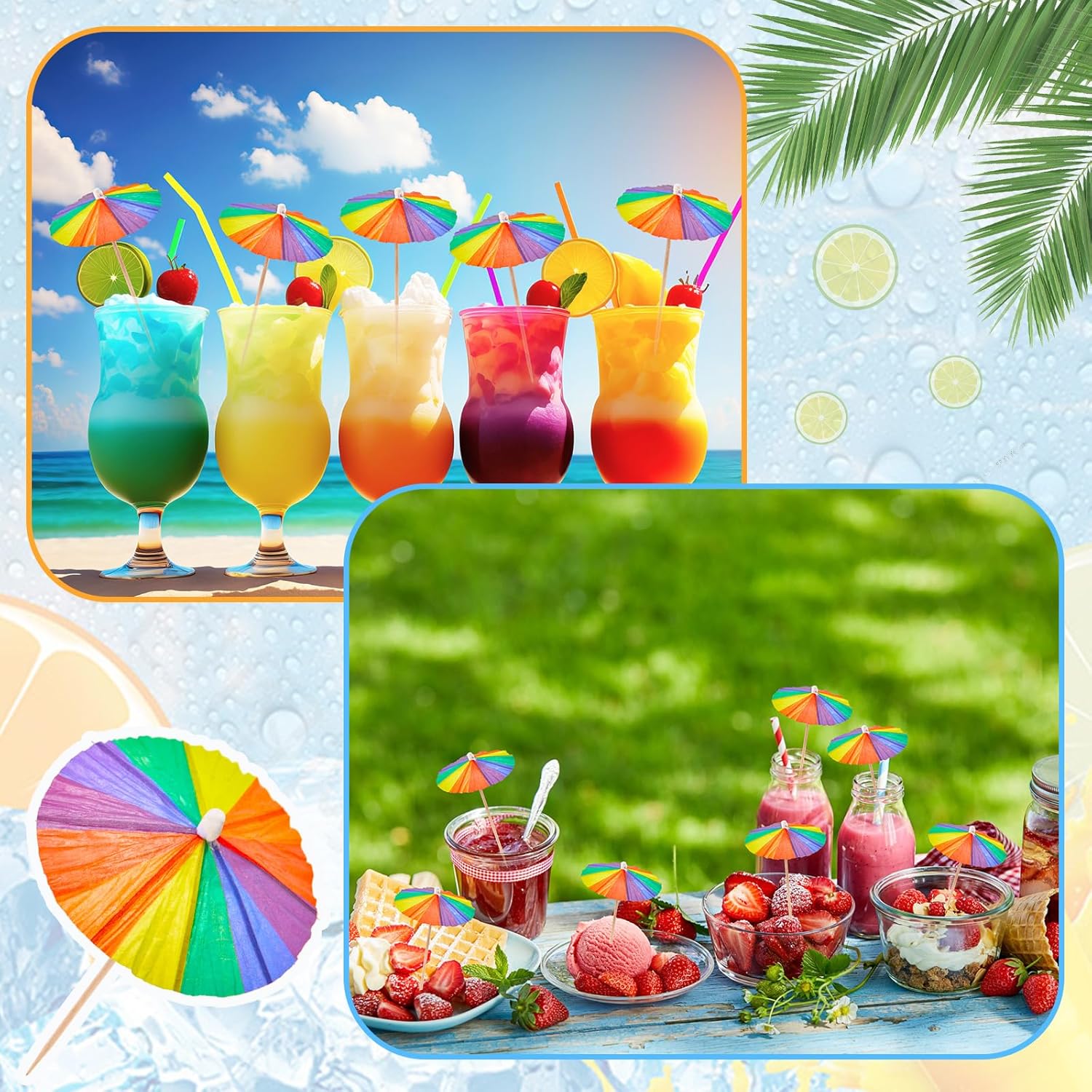 150 Multicolored Drink Umbrellas in v Got to See This Rainbow Party Accessories