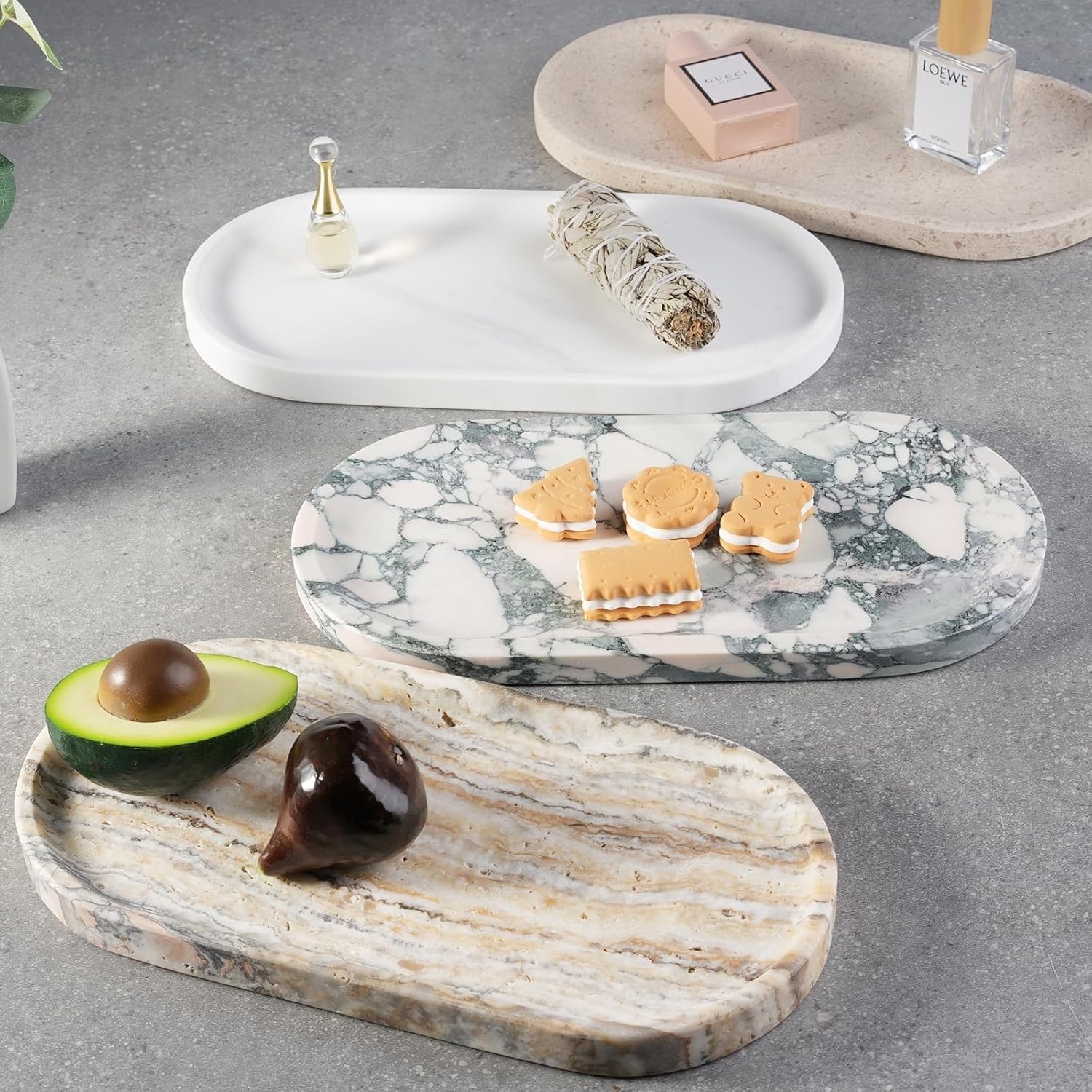 Koville Beige Yellow Vanity Tray for Bathroom Desktop Decor