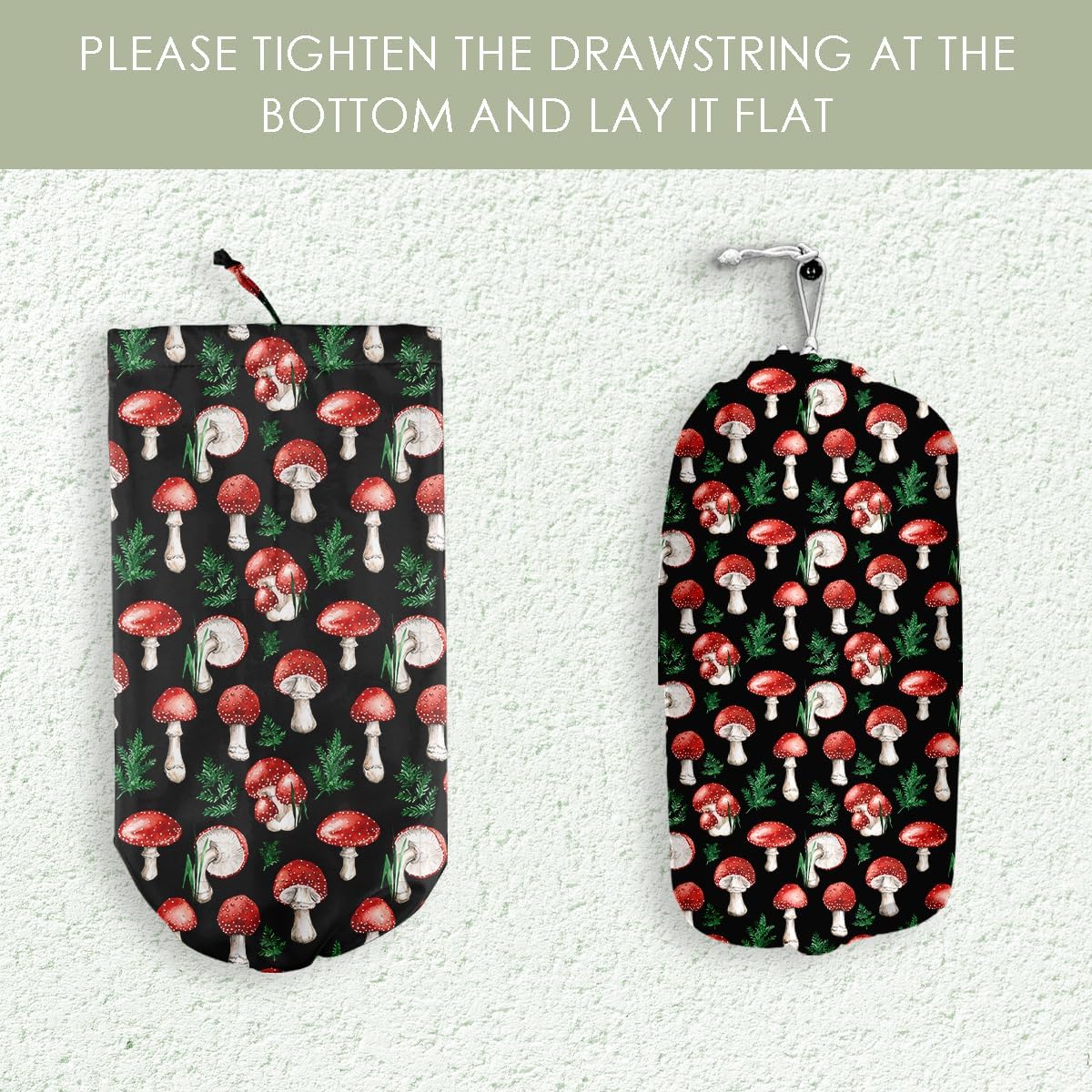 Cute Mushroom Toilet Paper Storage Bag with Reusable Design Organizer for Trash Increments