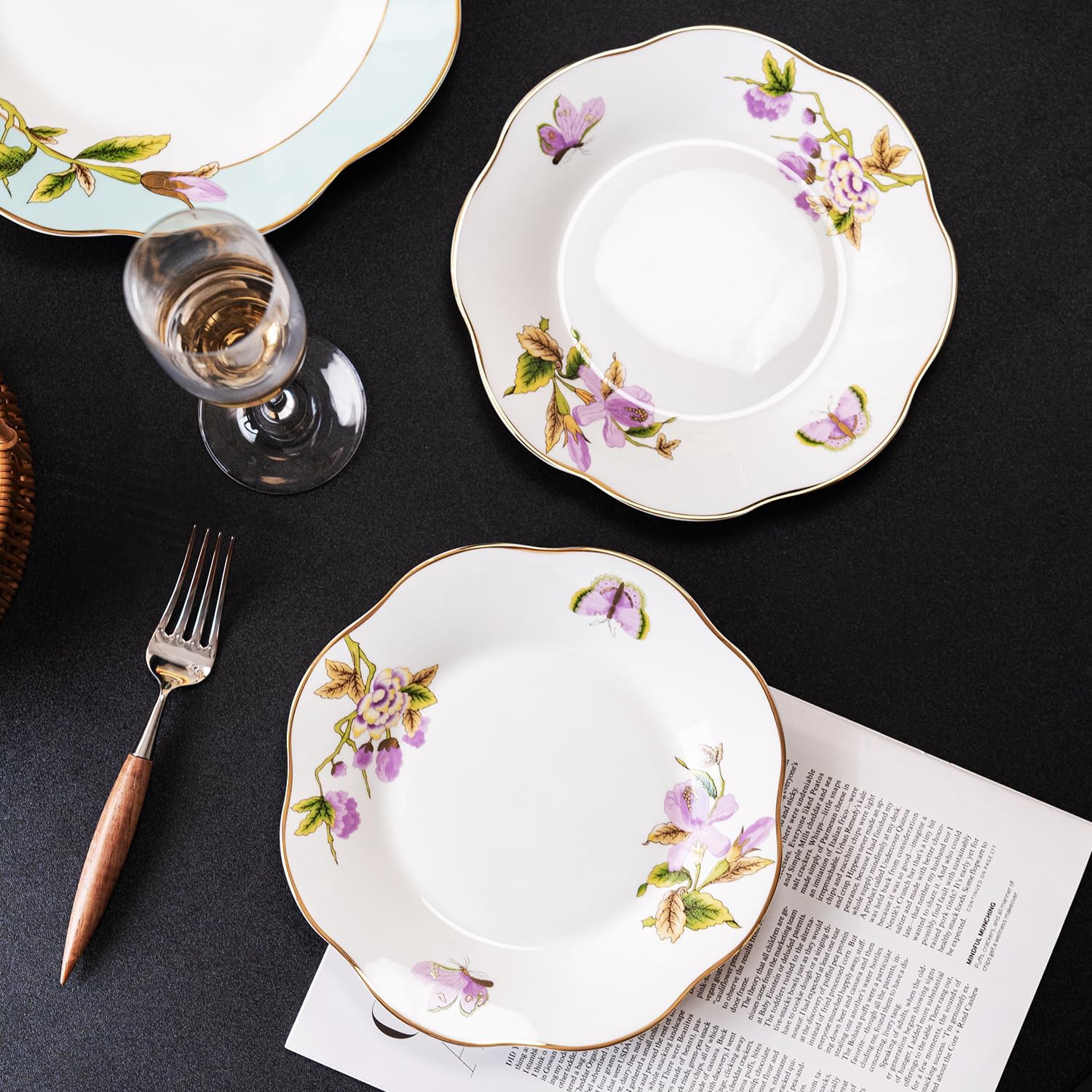 YALONG Ceramic 8-Inch Appetizer Plates china Stackable Set of 2