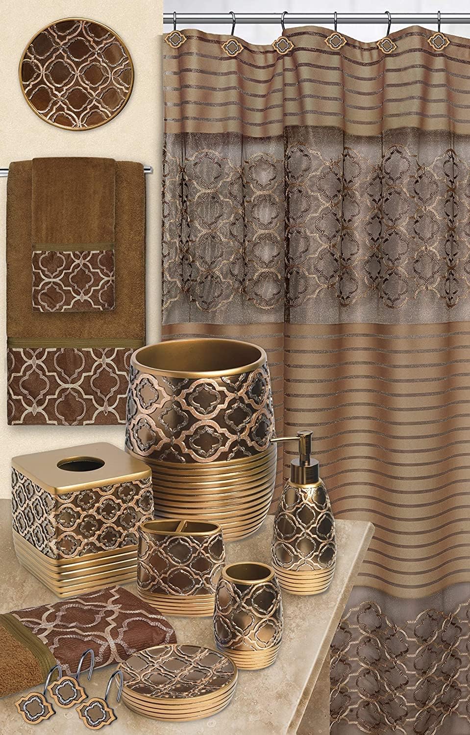 Popular Bath Tumbler Spindle Collection Gold Resin Design