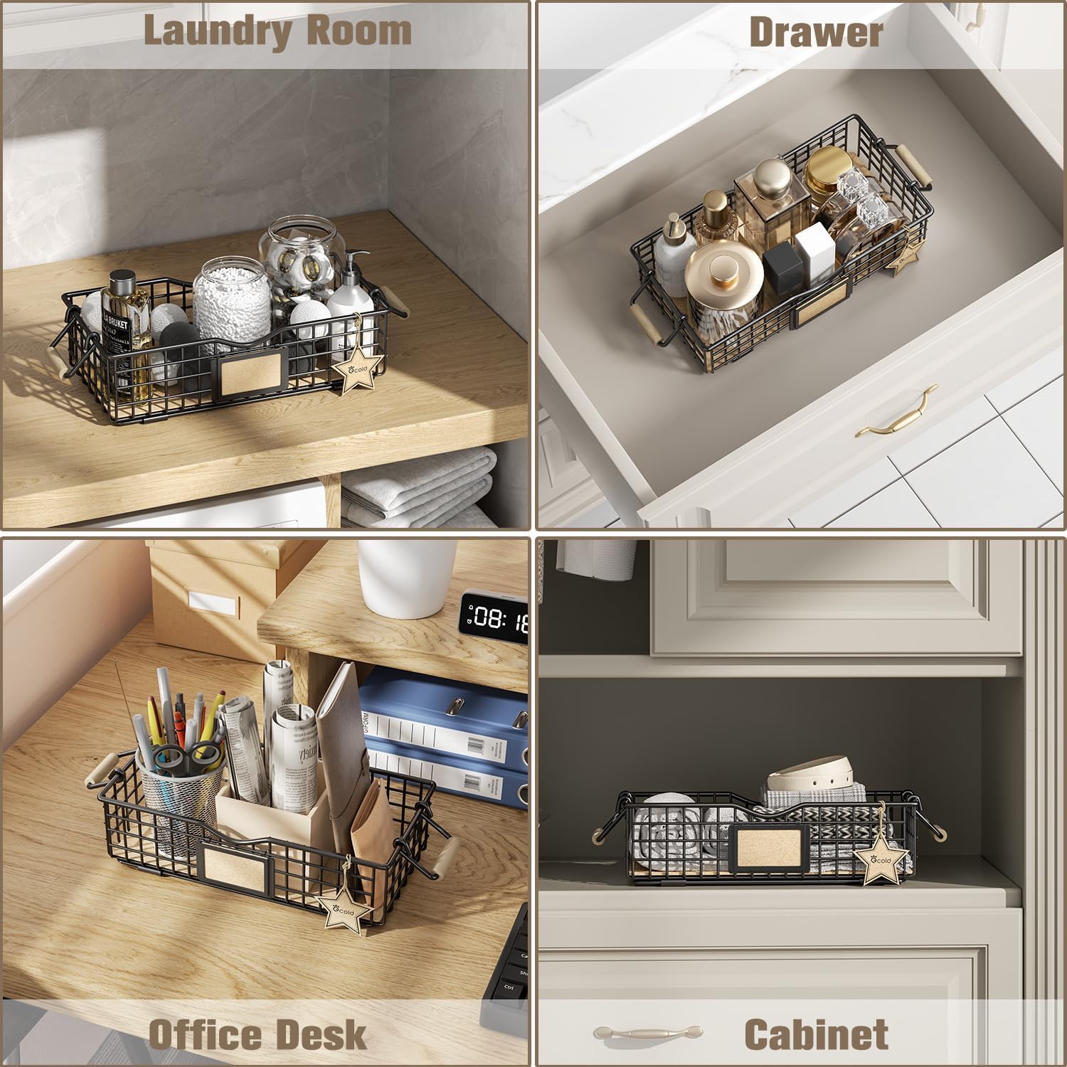 Bathroom Organizer Basket Black - Qcold Home Decor