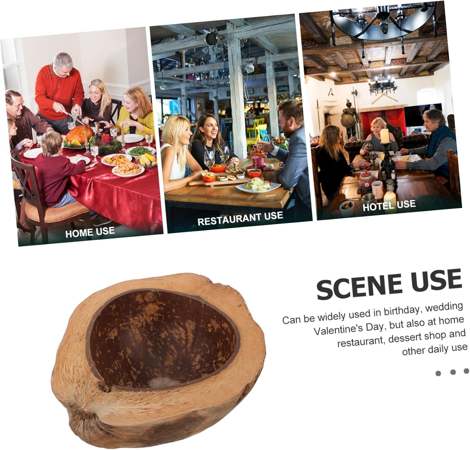 NUOBESTYNatural Coconut Shell Bowl for Daily Use