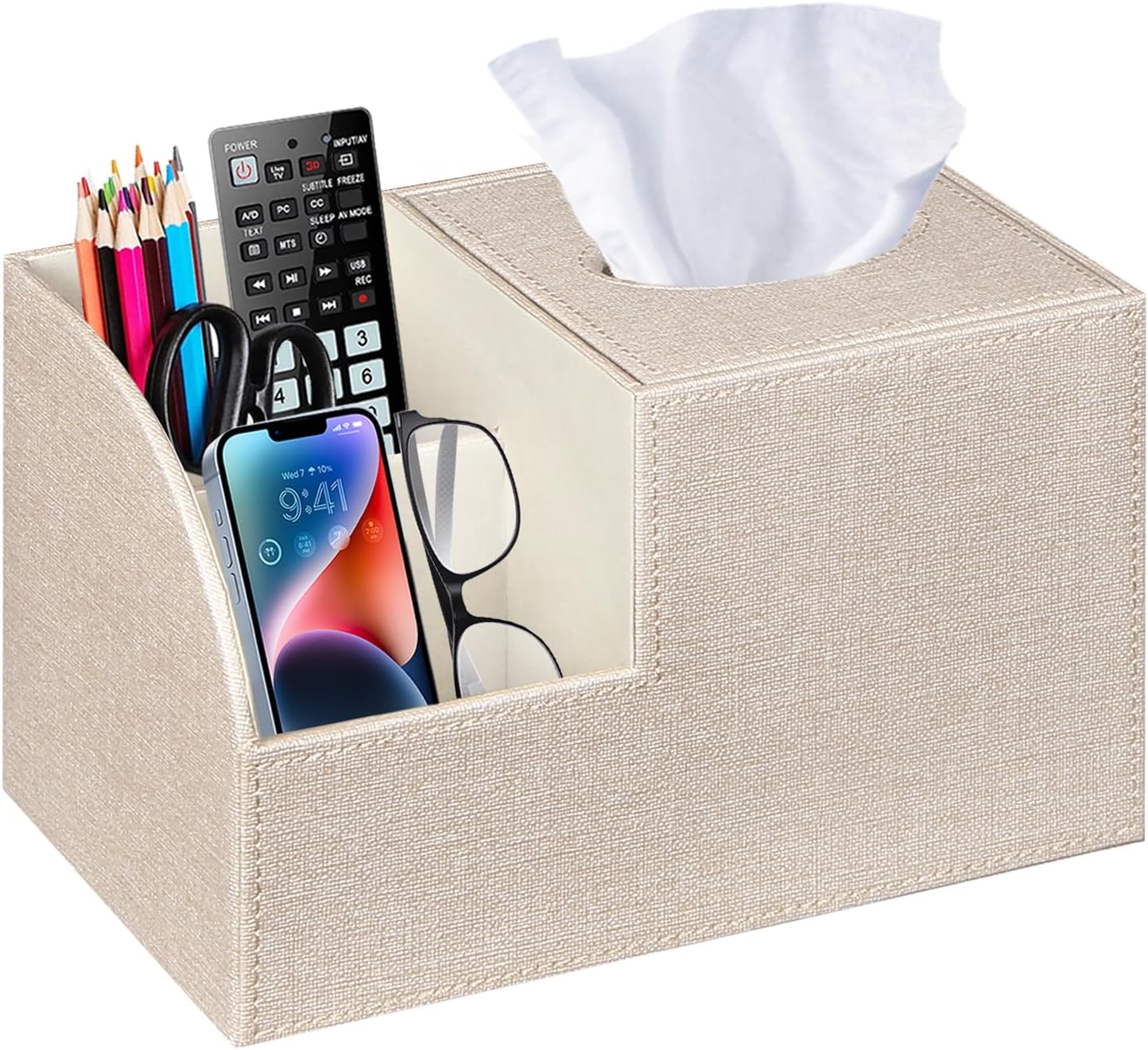 BLIENCE PU Leather Tissue Box Cover with Remote Holder