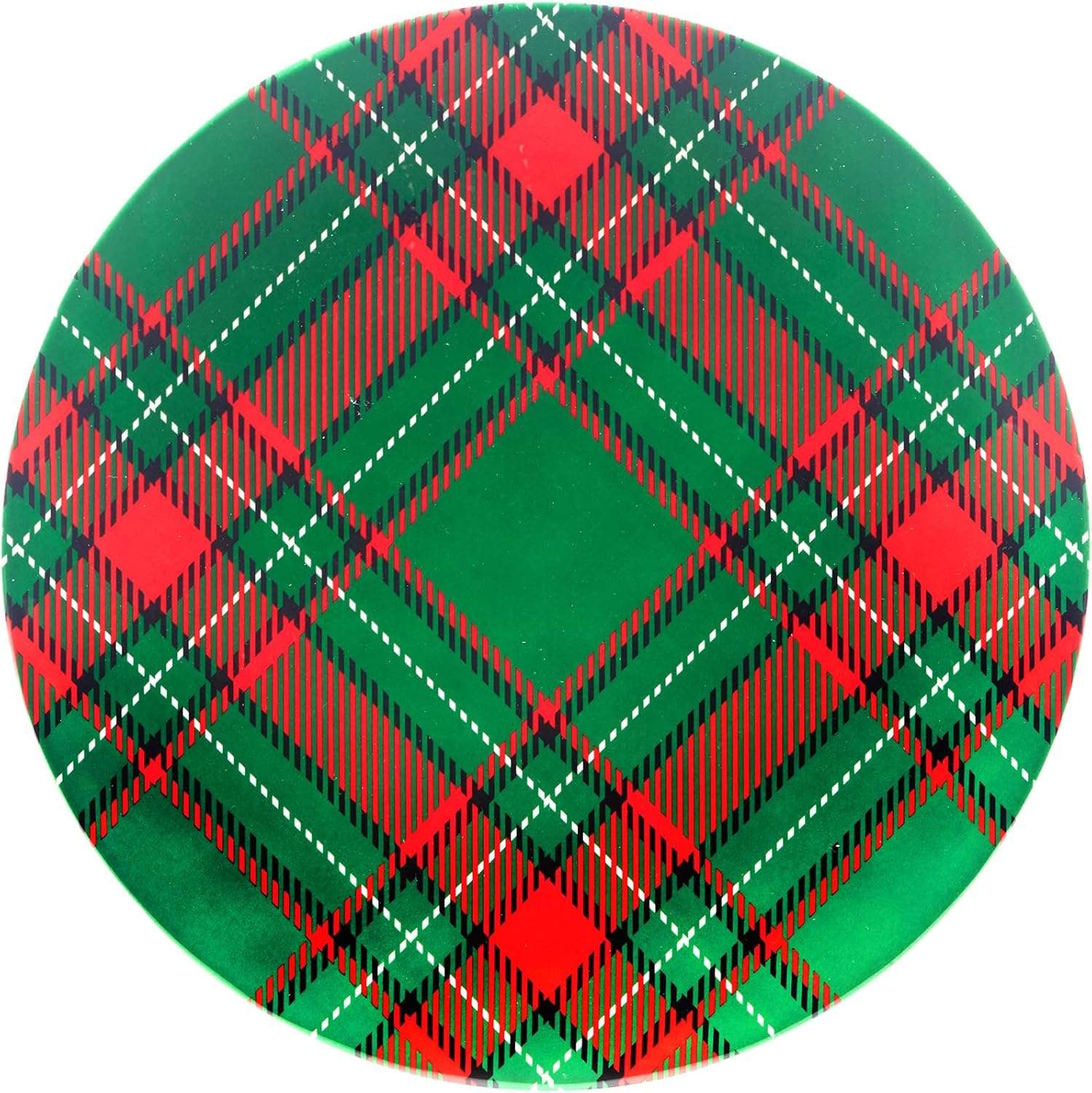 Certified International 11-Inch Christmas Plaid Melamine Dinner Plates Large Set of 6