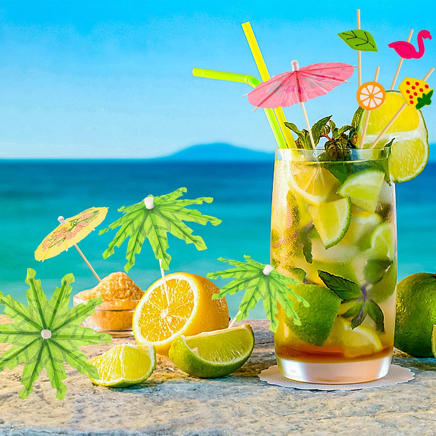 Bzybyy 160-Piece Umbrella Cocktail Picks for Luau Tropical Hawaiian Party Decorations and Thematic Events