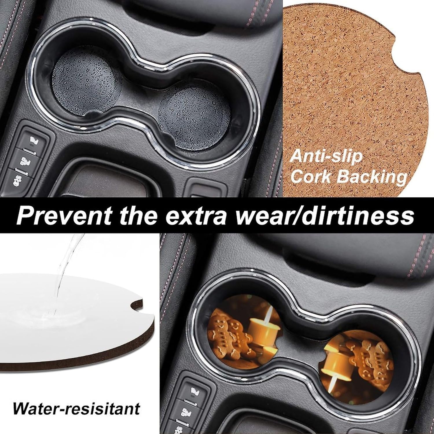 2-Piece Car Coasters for Cup Holders