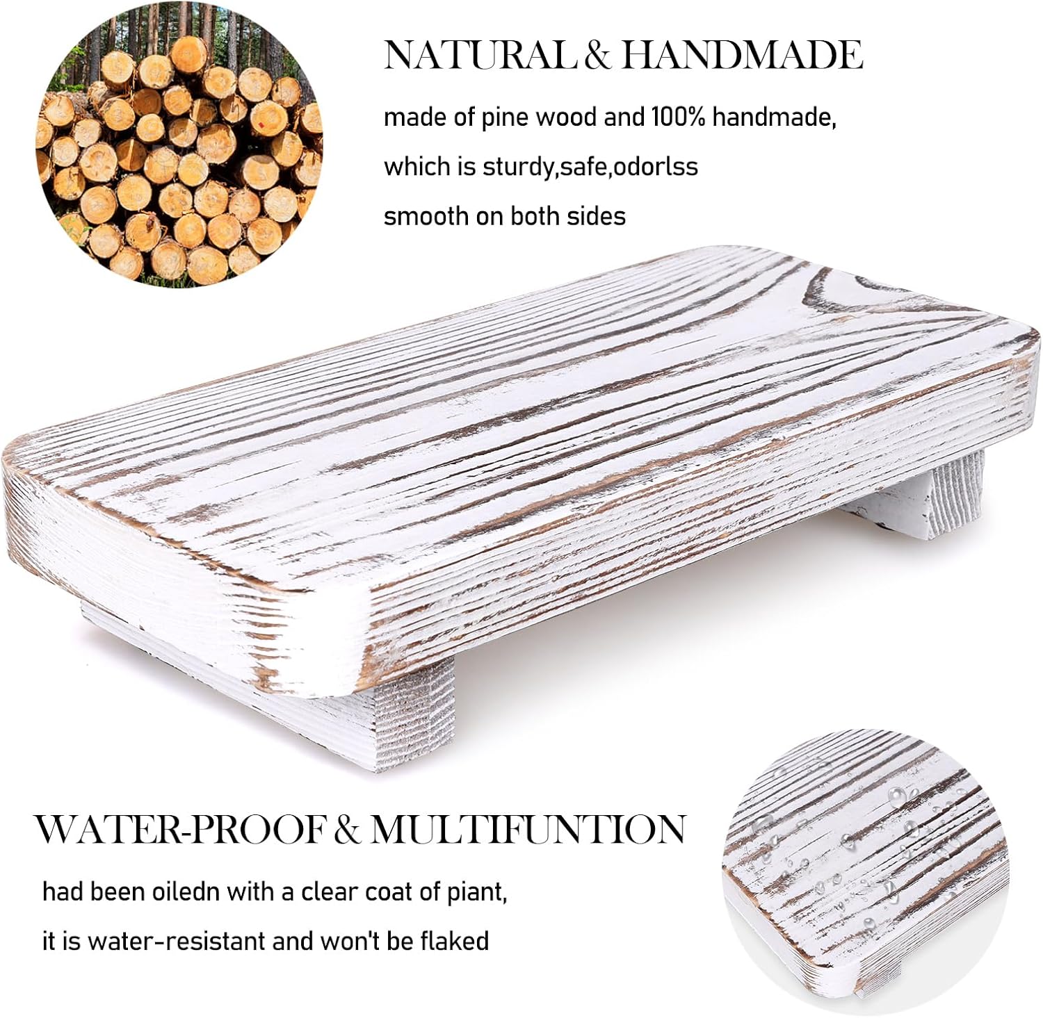 GT WCS001Bathroom Counter Organizer Wooden Pedestal Stand White for Sink Decor Organization