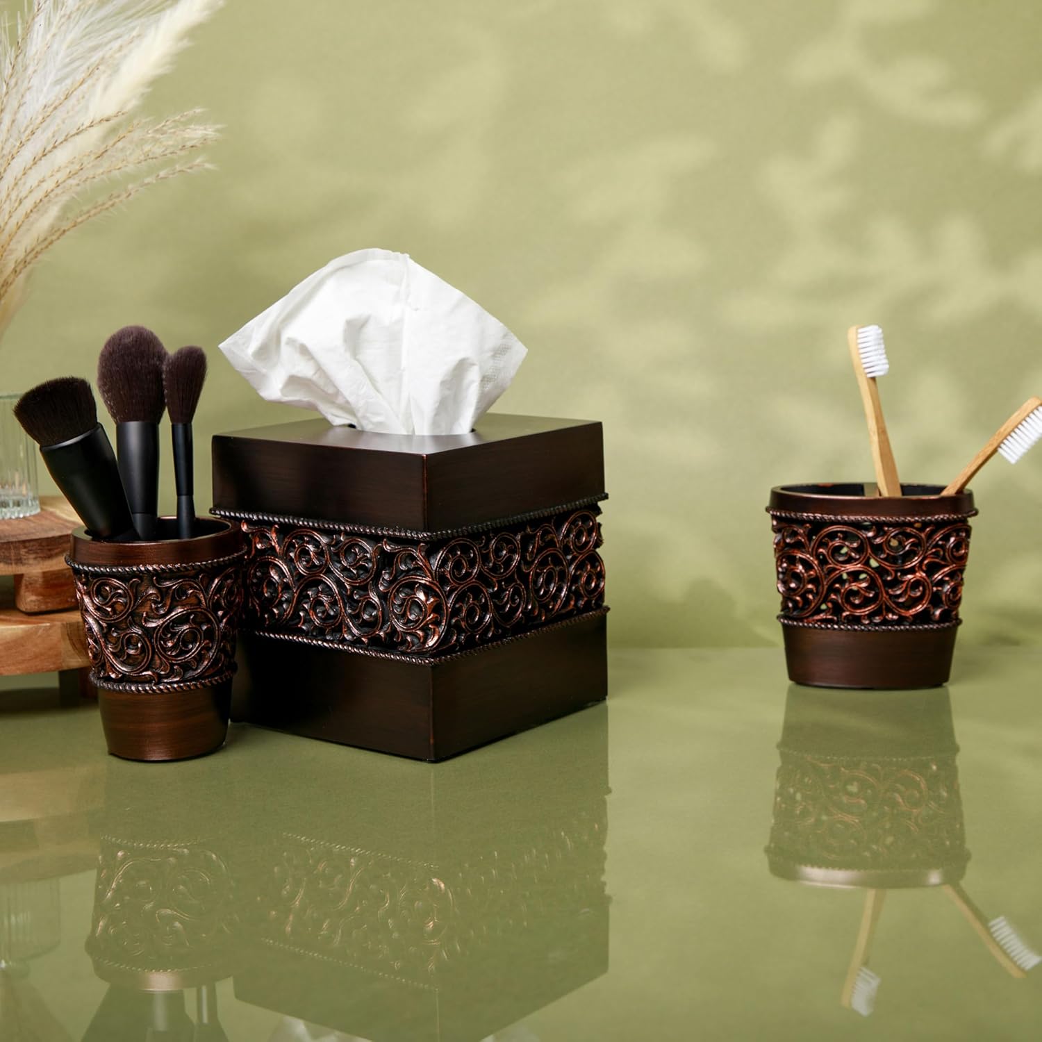 Elegant Bronze Tissue Box Cover Easy to Use Durable for Bathrooms More