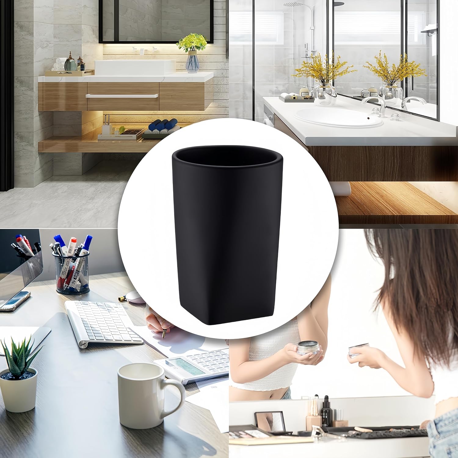 Stylish Bath Tumbler Resin Cup with Modern Design Matte Black
