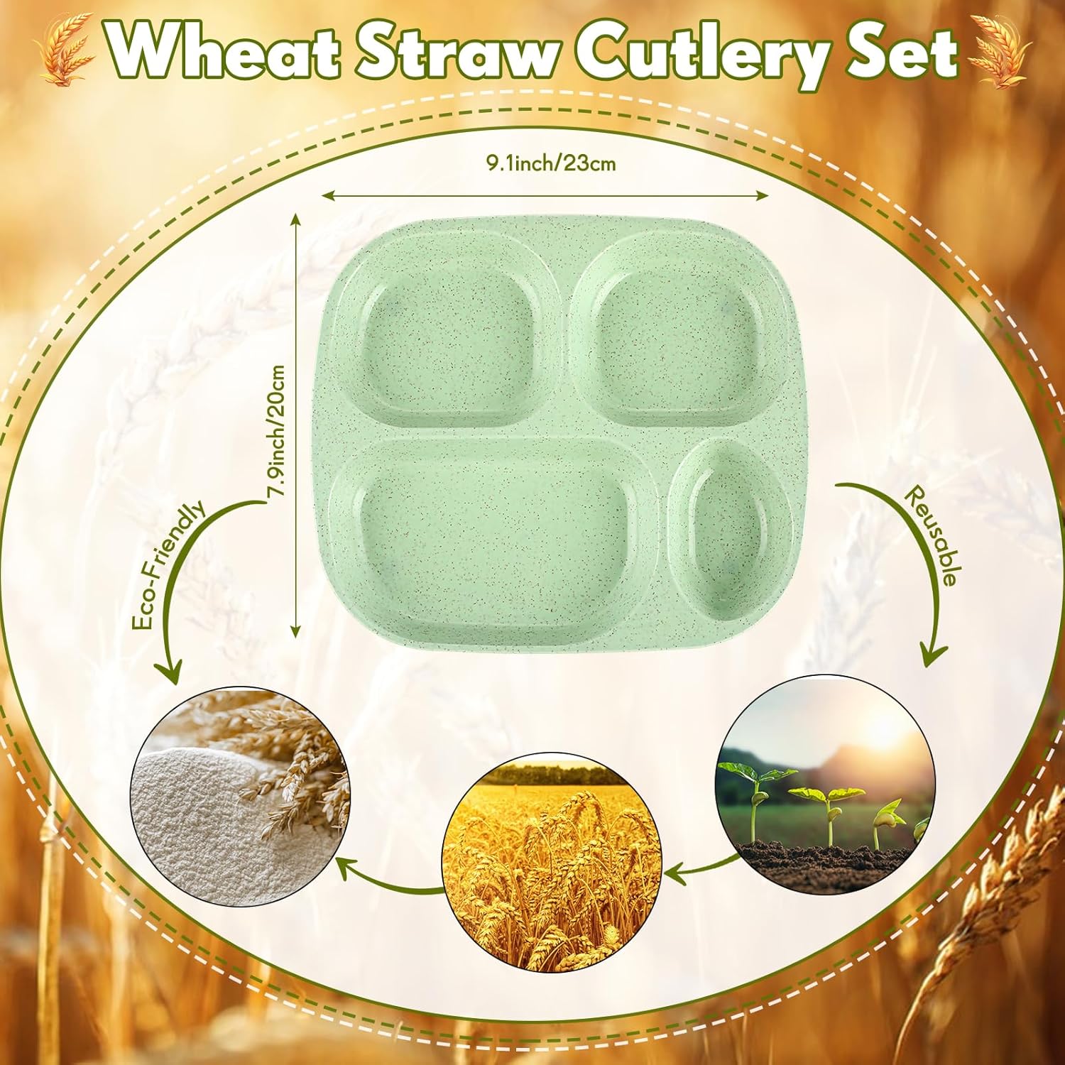 Vesici Reusable 8-Piece Divided Plates