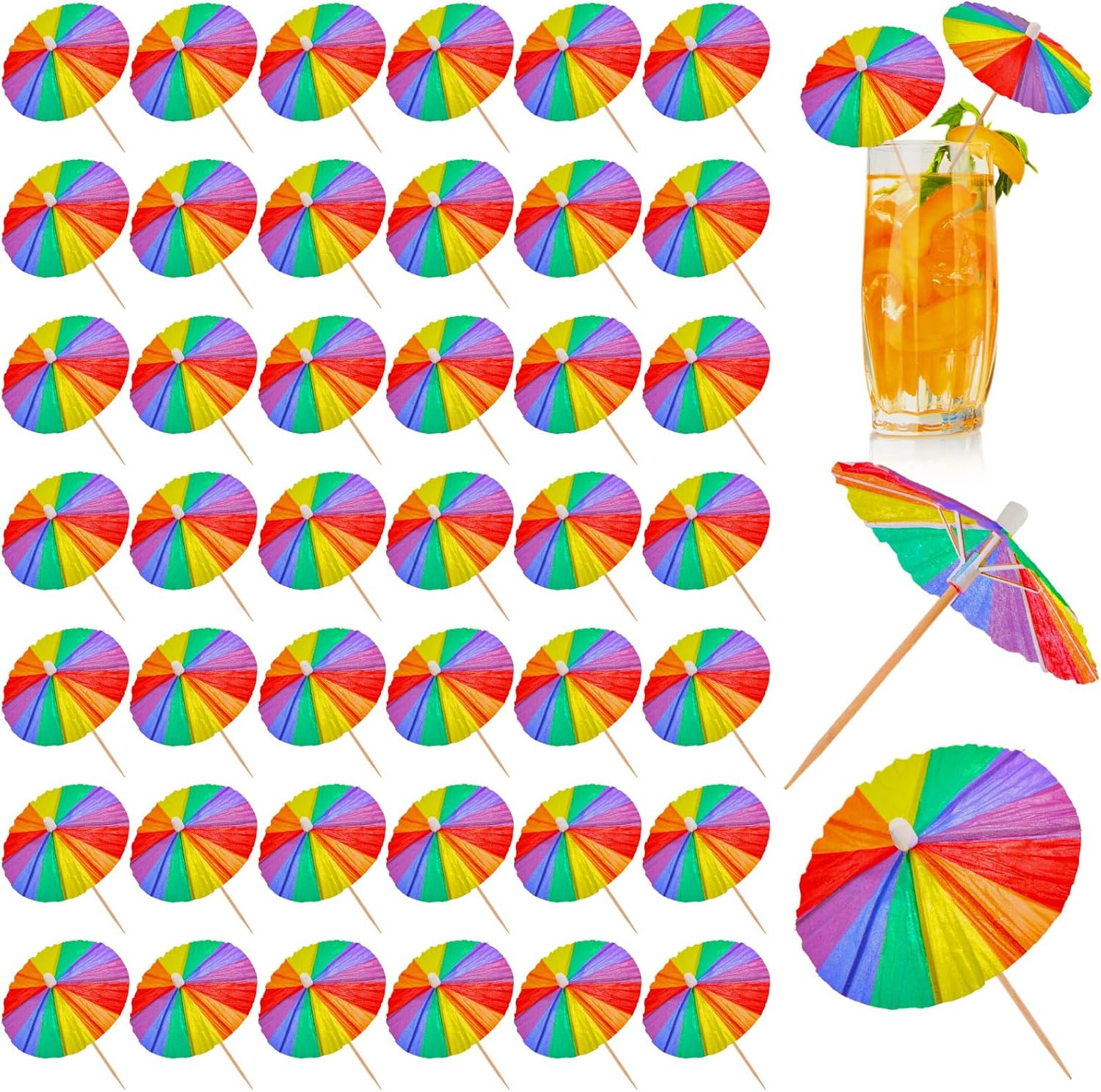 150 Multicolored Drink Umbrellas in v Got to See This Rainbow Party Accessories