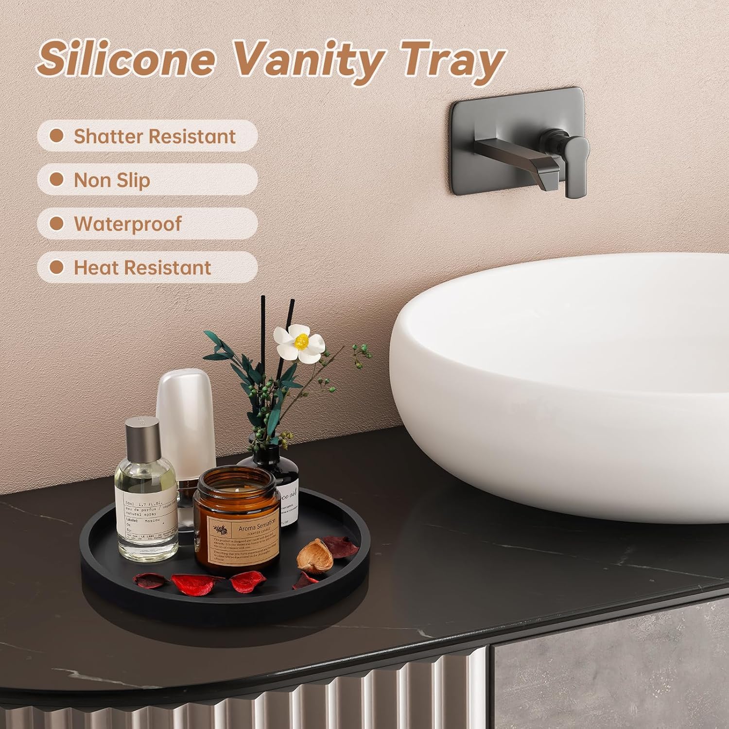 Thickened Silicone Vanity Organizer Tray for Kitchen Bathroom Use