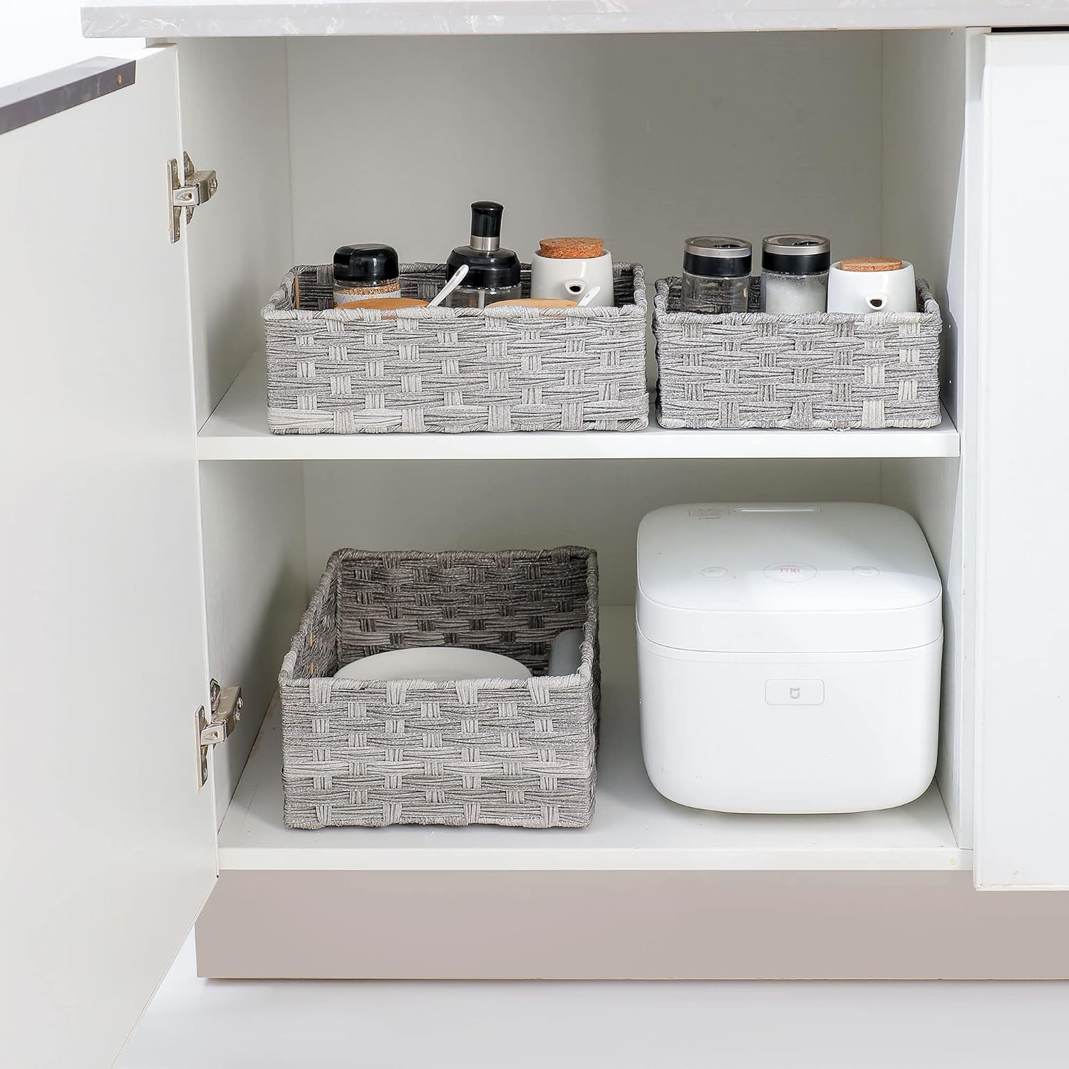 Woven Plastic Tank Cubby Organizing Basket for Bathroom More Durable Waterproof for Toiletries Small Items