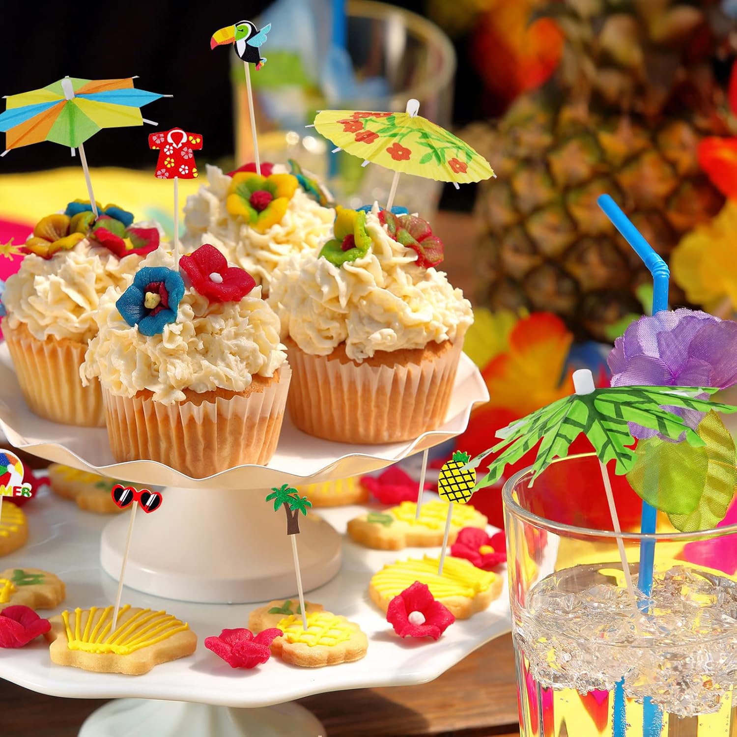 210-Piece tropical cocktail bamboo toothpick set for luau