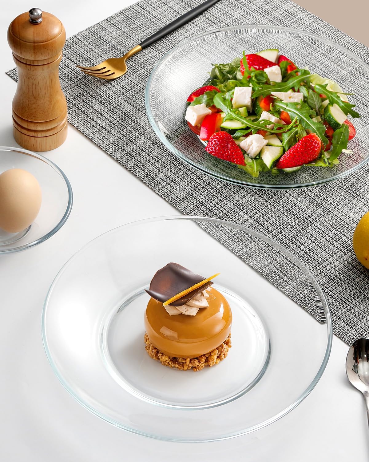 NUTRIUPS 9-Inch Tempered Glass Plates Perfect for Desserts Salads Microwave Dishwasher and Freezer Safe Stylish Design