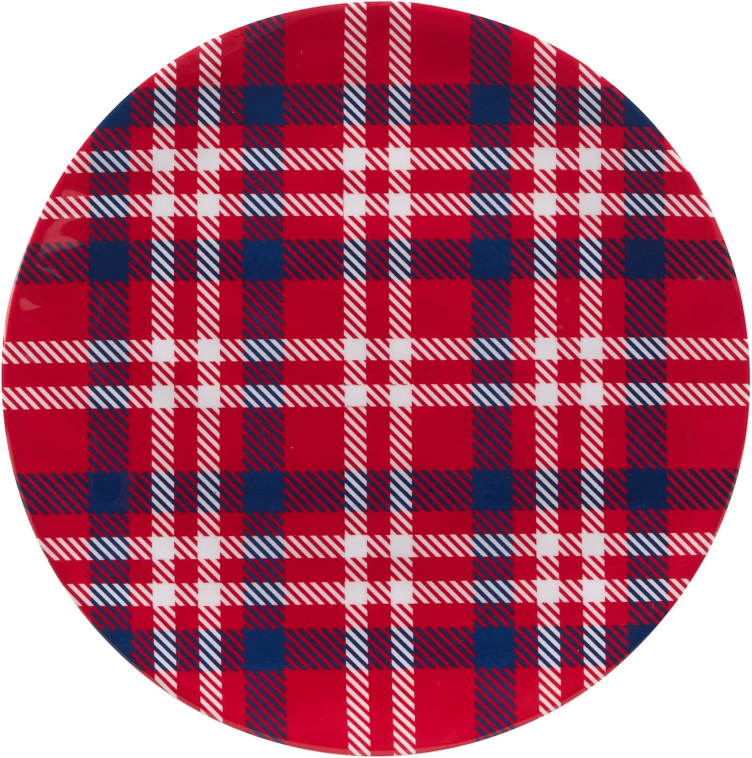 Patriotic Plaid Melamine Dinner Plates Set of 6