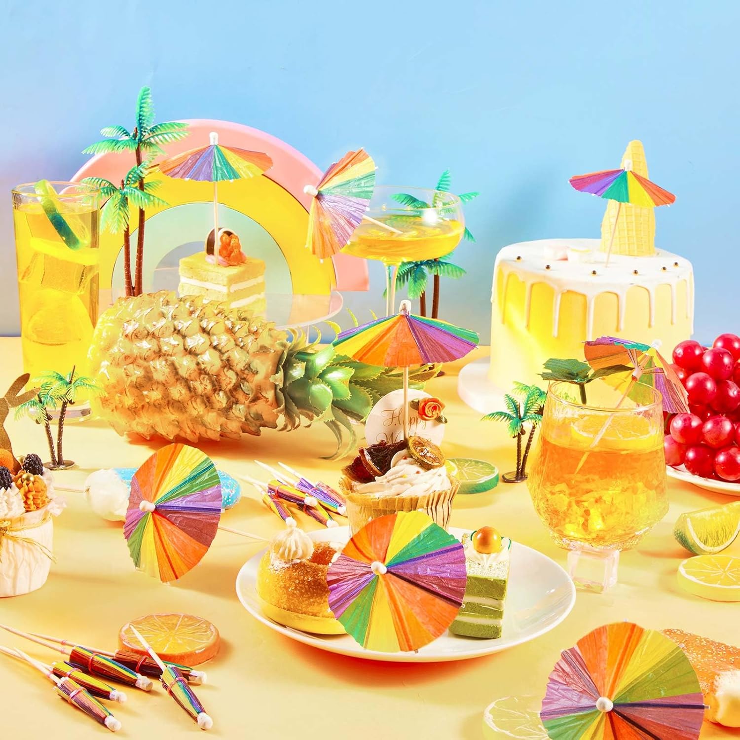 150 Multicolored Drink Umbrellas in v Got to See This Rainbow Party Accessories