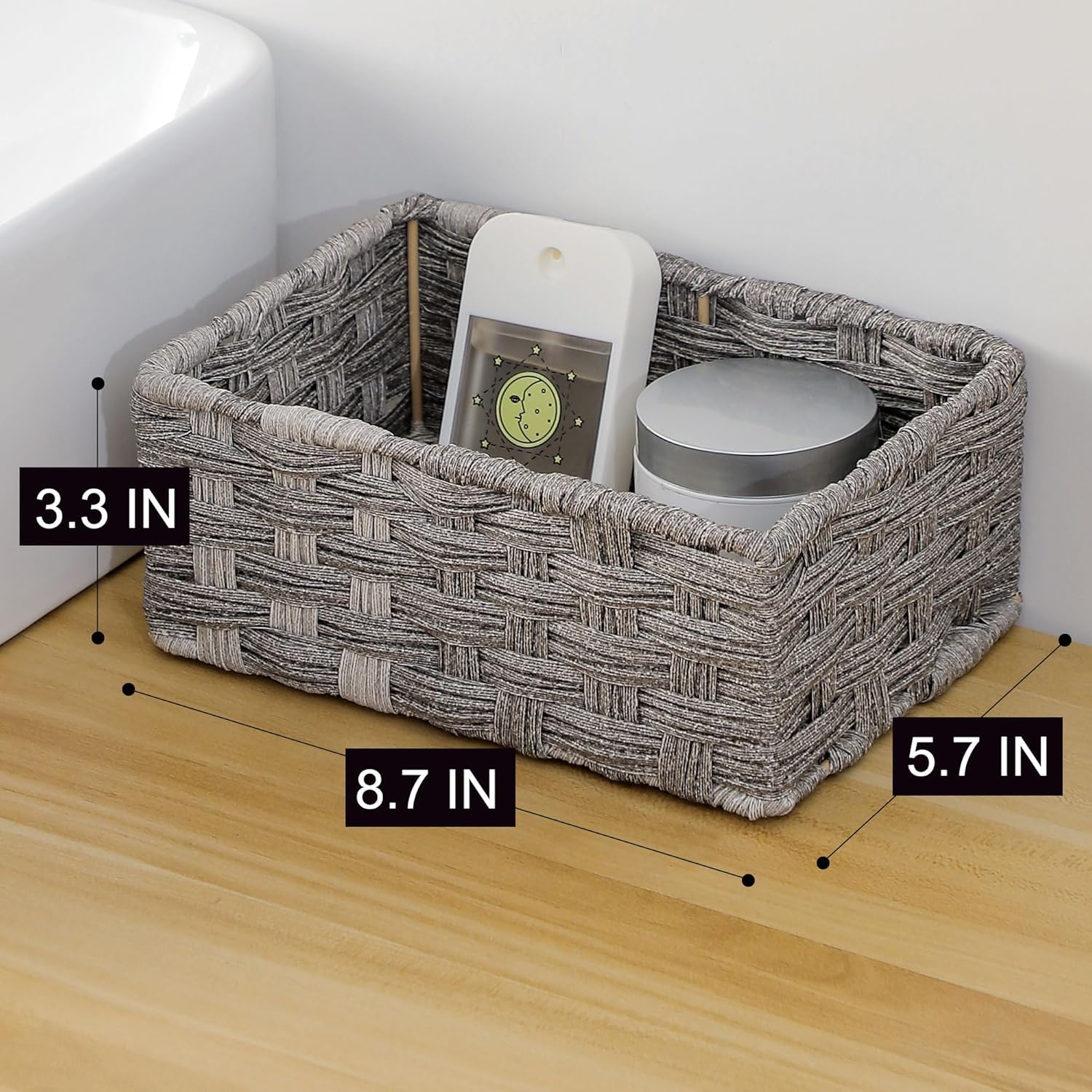 Woven Plastic Tank Cubby Organizing Basket for Bathroom More Durable Waterproof for Toiletries Small Items
