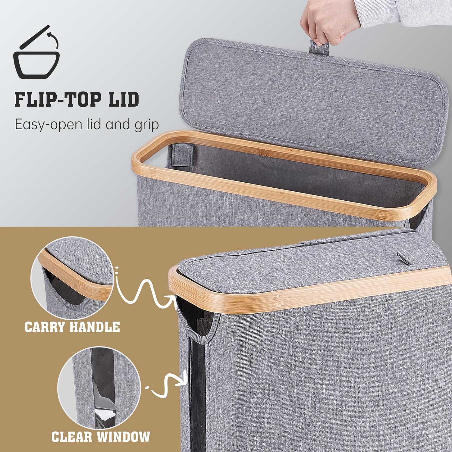 Oneearf Ultimate Bathroom Holder - Large Capacity Bamboo Oxford Storage Basket for 12 Roll Toilet Paper