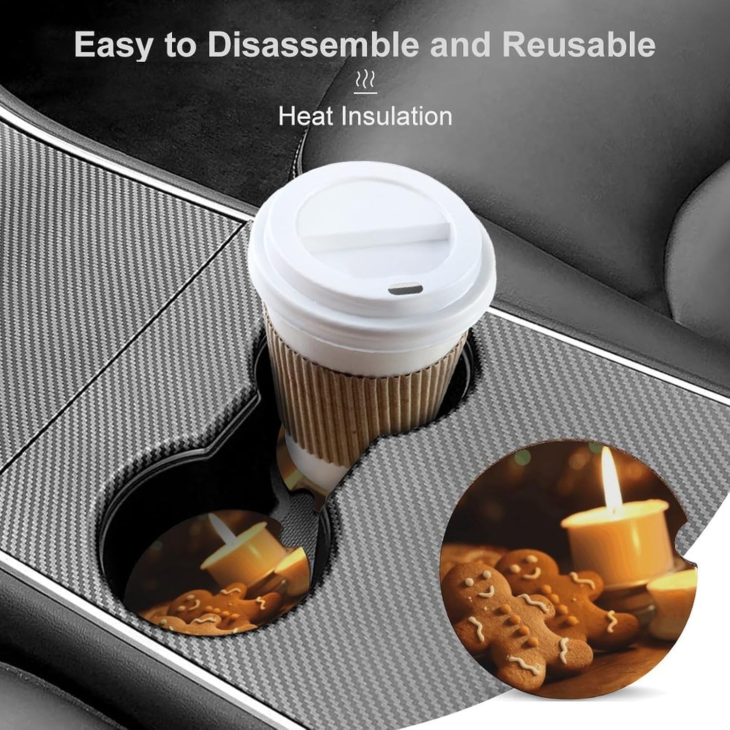 2-Piece Car Coasters for Cup Holders