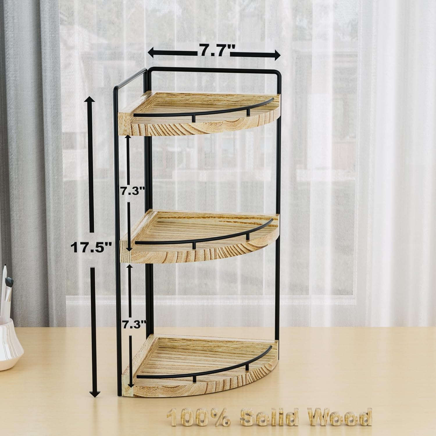 Corner Bathroom Organizer 3 Tier Rustic Brown