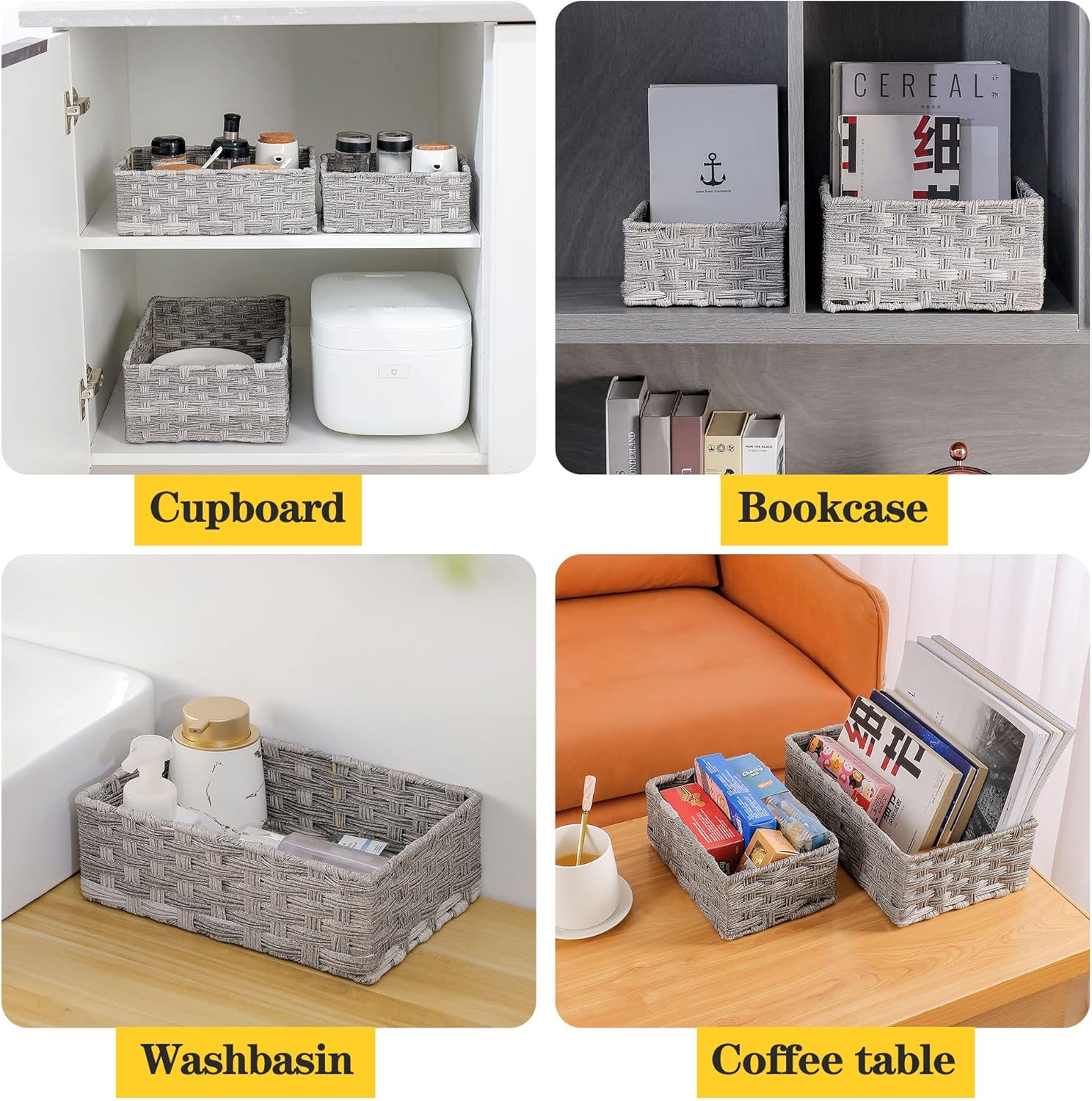 Woven Plastic Tank Cubby Organizing Basket for Bathroom More Durable Waterproof for Toiletries Small Items