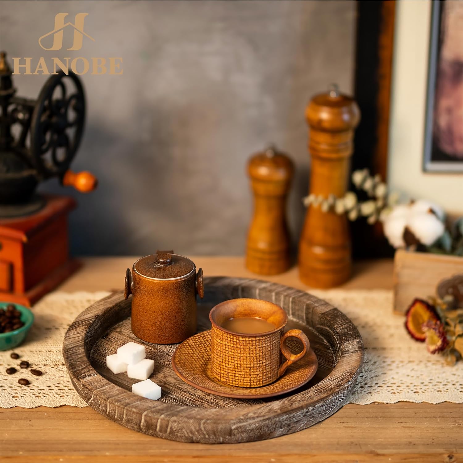 Hanobe Rustic Wooden Serving Tray