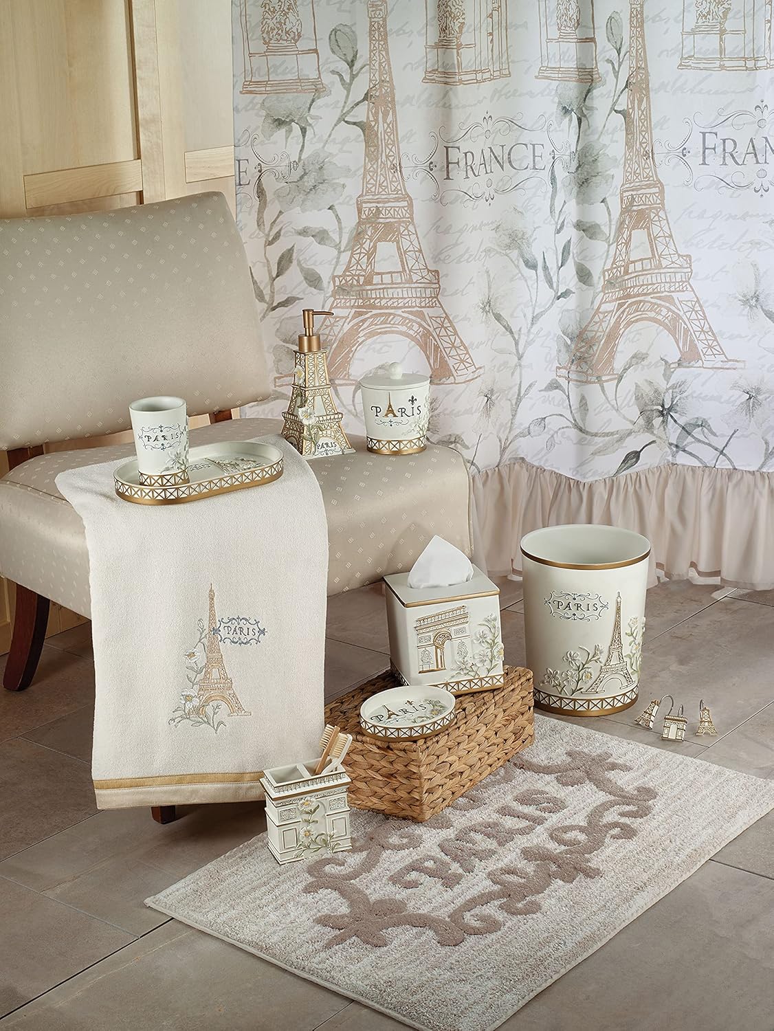Avanti Linens - Tumbler Hand Painted Resin chic bathroom decor Paris Botanique Collection