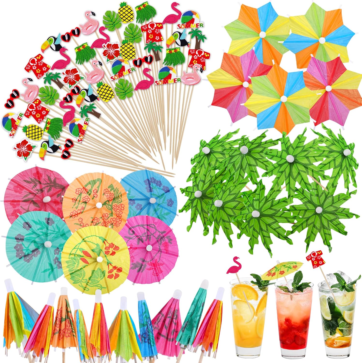 210-Piece tropical cocktail bamboo toothpick set for luau