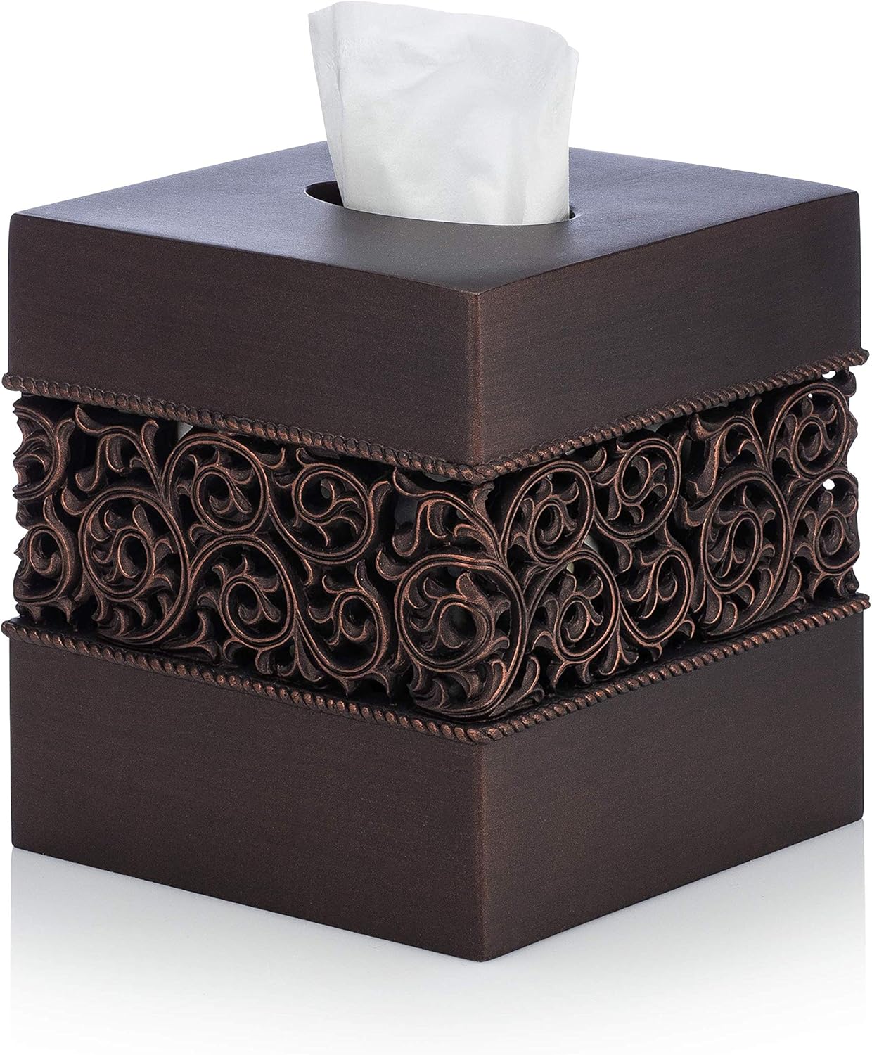Elegant Bronze Tissue Box Cover Easy to Use Durable for Bathrooms More
