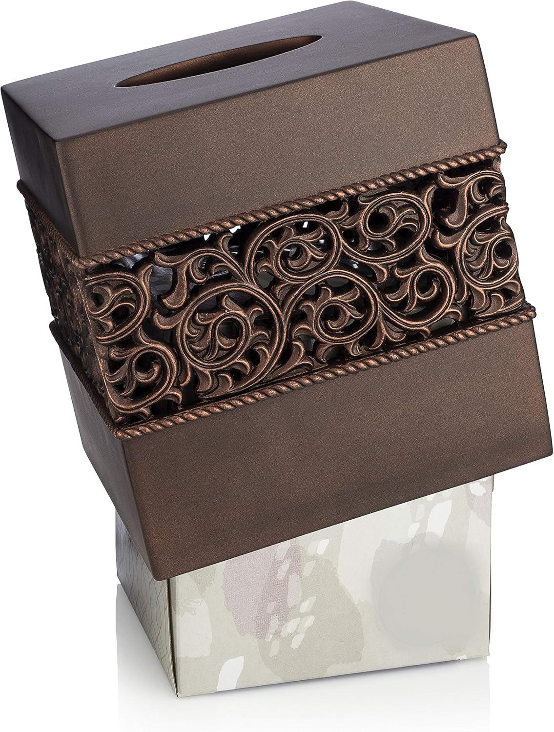 Elegant Bronze Tissue Box Cover Easy to Use Durable for Bathrooms More